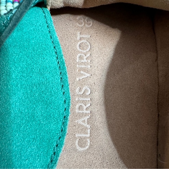 Claris Virot rare georgette suede calfskin clog mules in teal  NEW - Picture 6 of 9